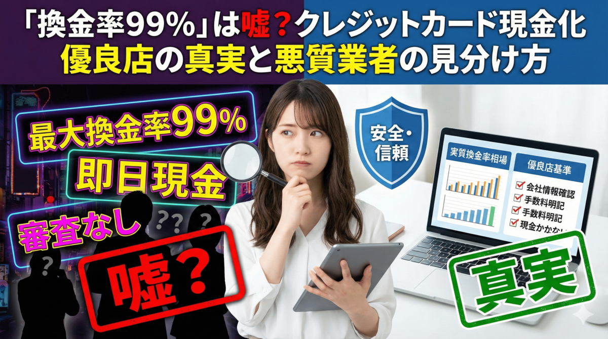 「換金率99%」は嘘？クレジットカード現金化優良店の真実と悪質業者の見分け方